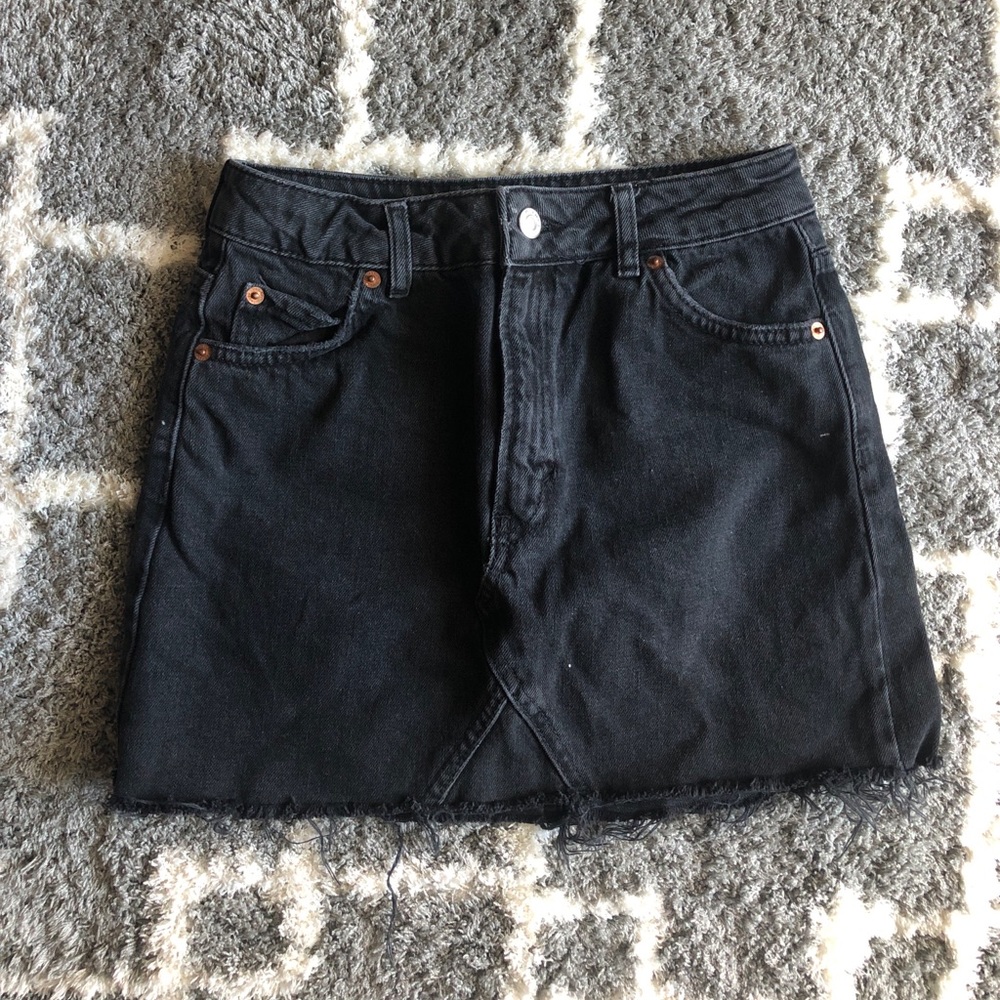 Topshop Black Denim Mini Skirt